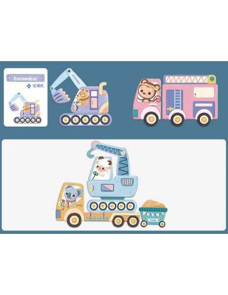 Drewniane klocki magnetyczne pojazdy