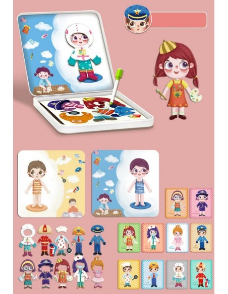 Drewniane klocki magnetyczne ubrania