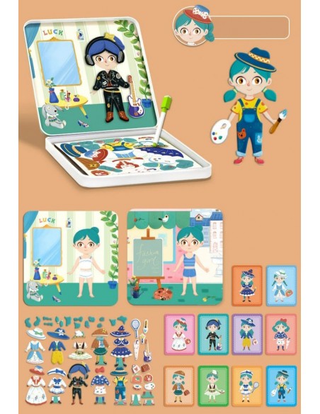 Drewniane klocki magnetyczne ubrania 2