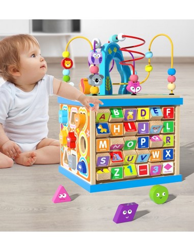 Kostka drewniana sorter z labiryntem