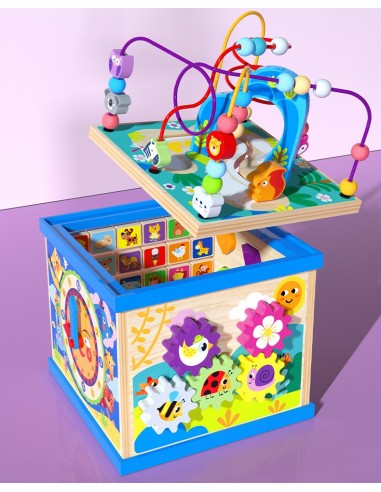 Kostka drewniana sorter z labiryntem