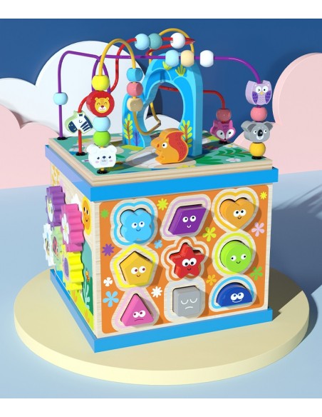 Kostka drewniana sorter z labiryntem