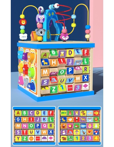 Kostka drewniana sorter z labiryntem