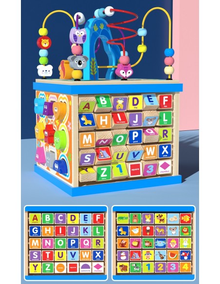 Kostka drewniana sorter z labiryntem