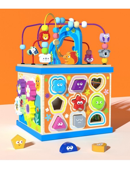 Kostka drewniana sorter z labiryntem