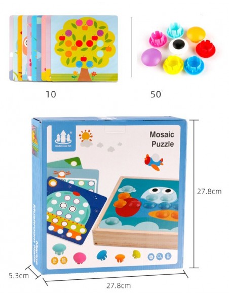 Grzybki układanka drewniana pojazdy