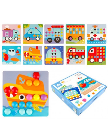 Grzybki układanka drewniana pojazdy