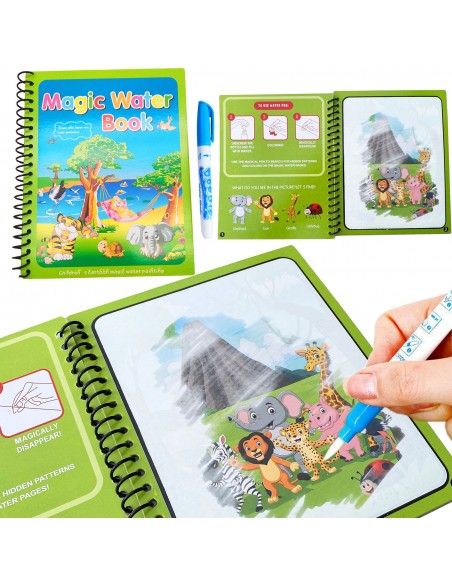 KSIĄZECZKA Z PISAKIEM WODNYM DZIKIE ZWIERZĘTA 19x15cm