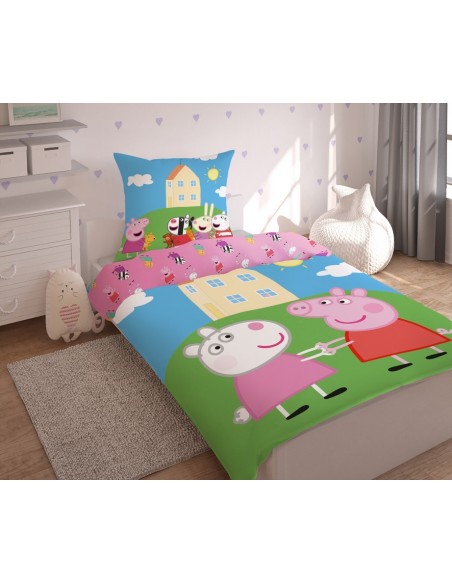 Pościel bawełniana Świnka Peppa i Suzy 140x200 cm poduszka 70x80 cm