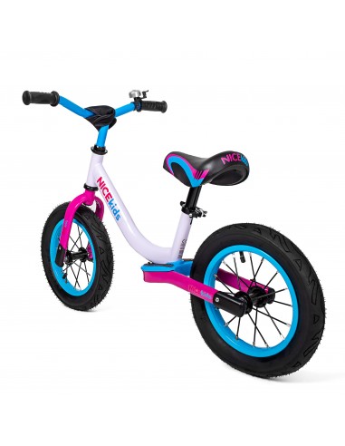 Rowerek biegowy pompowane koła 12' NICEkids BIAŁO RÓŻOWY
