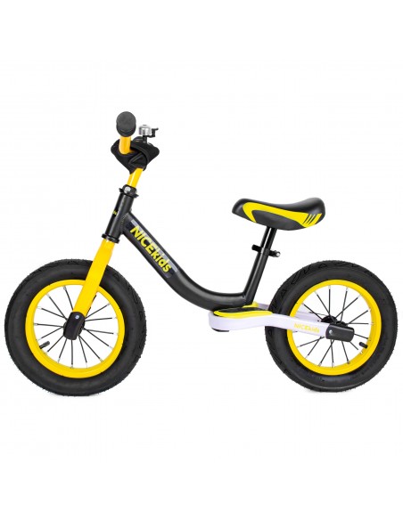 Rowerek biegowy pompowane koła 12' NICEkids CZARNO ŻÓŁTY 