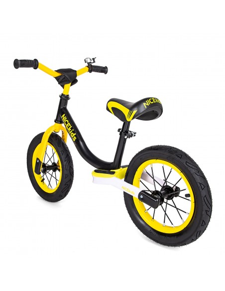 Rowerek biegowy pompowane koła 12' NICEkids CZARNO ŻÓŁTY 