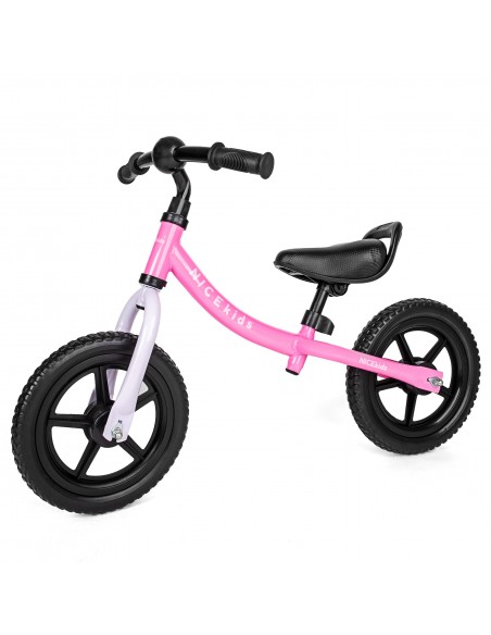 Rowerek biegowy 12' NICEkids BIAŁO RÓŻOWY