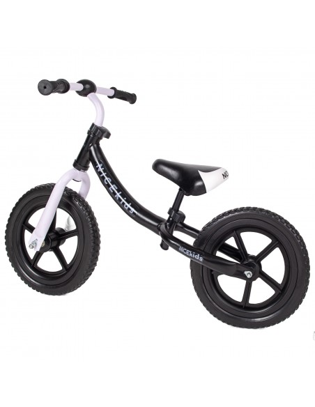 Rowerek biegowy 12' NICEkids CZARNO BIAŁY