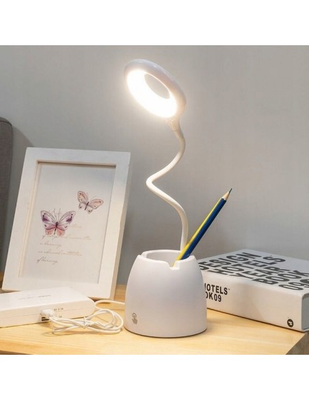 LAMPKA BIURKOWA LED BIAŁA Z POJEMNIKIEM