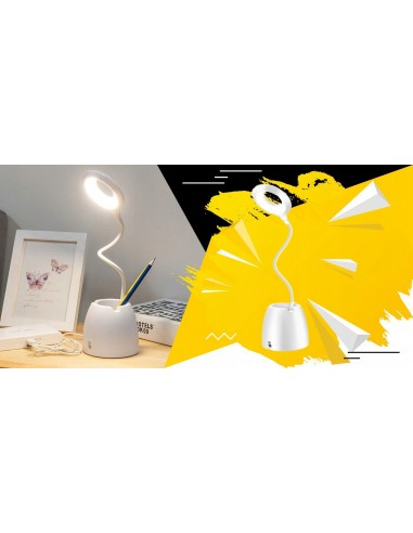 LAMPKA BIURKOWA LED BIAŁA Z POJEMNIKIEM