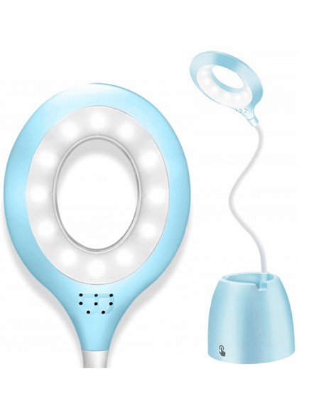 LAMPKA BIURKOWA NIEBIESKA Z POJEMNIKIEM