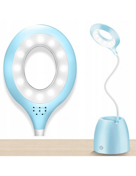 LAMPKA BIURKOWA NIEBIESKA Z POJEMNIKIEM