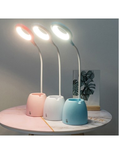 LAMPKA BIURKOWA NIEBIESKA Z POJEMNIKIEM