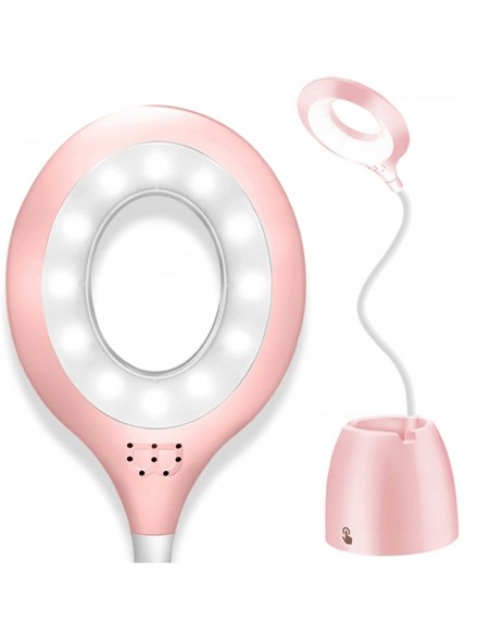 LAMPKA BIURKOWA RÓŻOWA Z POJEMNIKIEM