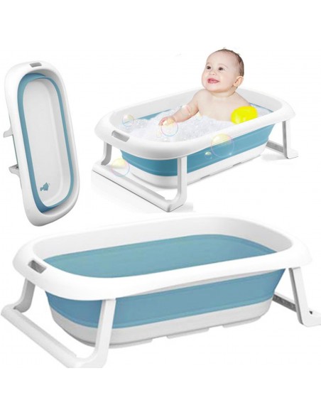 DUŻA WANIENKA WANNA DZIECI SKŁADANA TURYSTYCZNA SILIKON NIEBIESKA