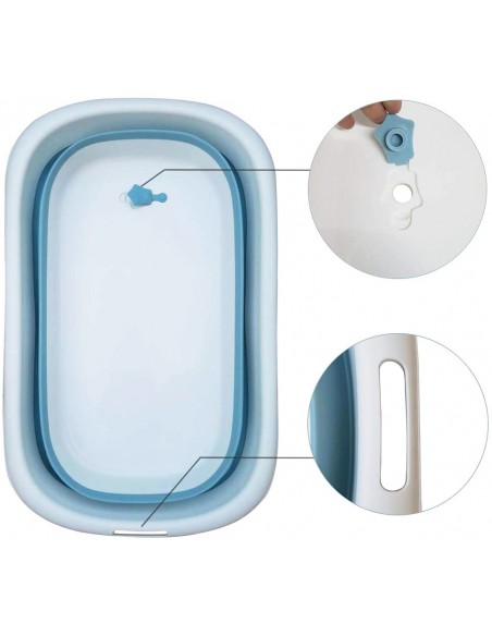 DUŻA WANIENKA WANNA DZIECI SKŁADANA TURYSTYCZNA SILIKON NIEBIESKA