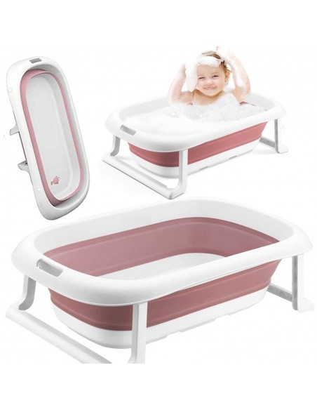 DUŻA WANIENKA WANNA DZIECI SKŁADANA TURYSTYCZNA SILIKON RÓŻOWA
