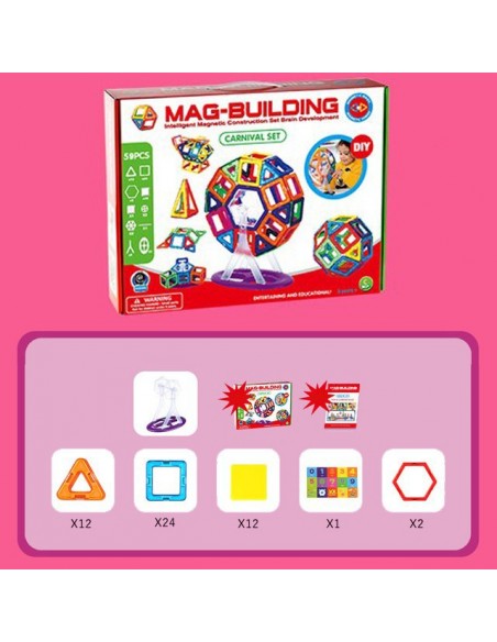 Klocki magnetyczne konstrukcyjne zestaw 59 el. 630