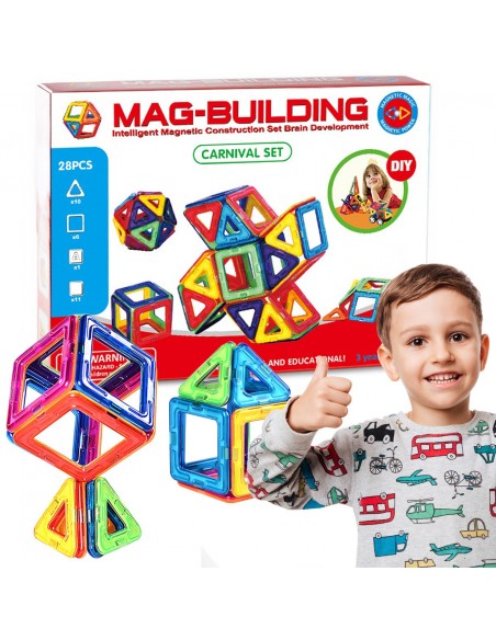 Klocki magnetyczne konstrukcyjne zestaw  28 el. 625