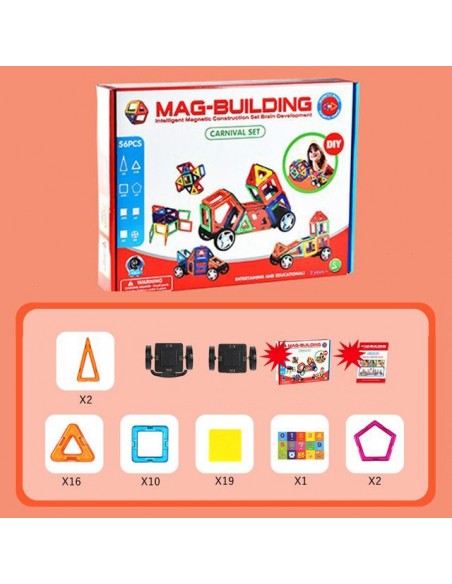 Klocki magnetyczne konstrukcyjne zestaw 56 el. 628