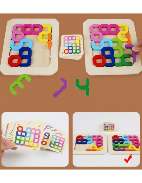 DREWNIANA UKŁADANKA GRA LOGICZNA CYFRY IQ GAMES