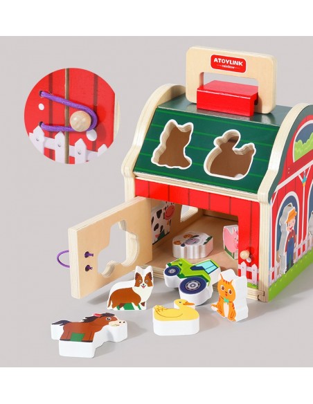 SORTER DREWNIANY FARMA KOSTKA EDUKACYJNA ZWIERZĘTA