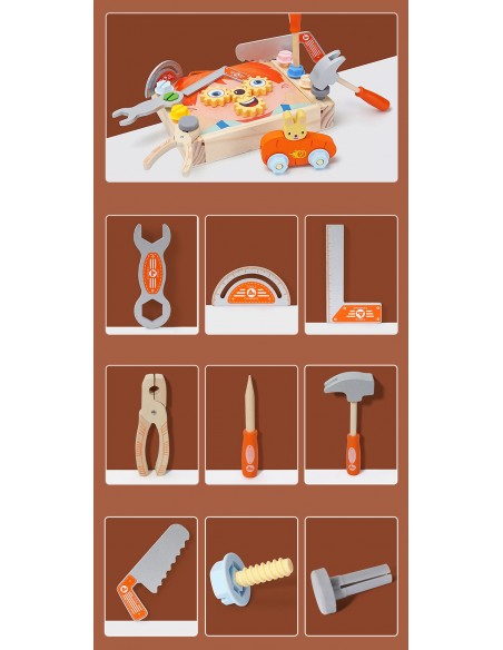 Drewniany Warsztat dla Dzieci Narzędzia zestaw majsterkowicza JHTOY-577