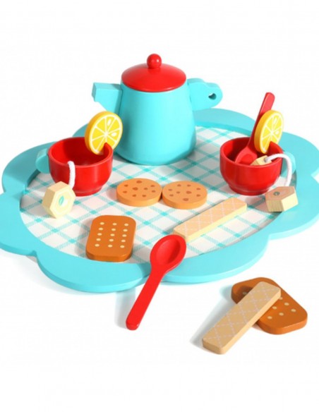 Zestaw herbaciany kawowy 17el drewniane filiżanki na tacy