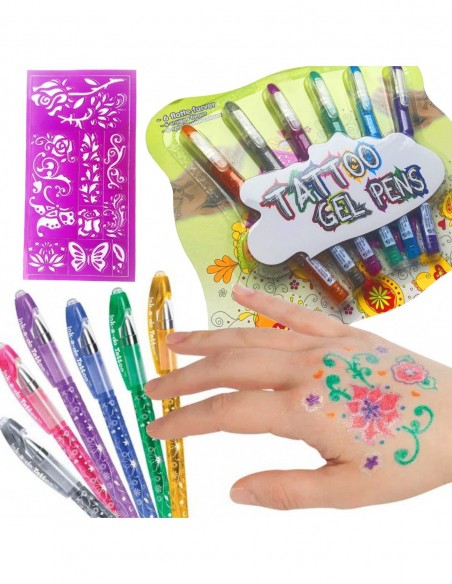 DŁUGOPISY PISAKI DO TATUAŻU ŻELOWE BROKAT