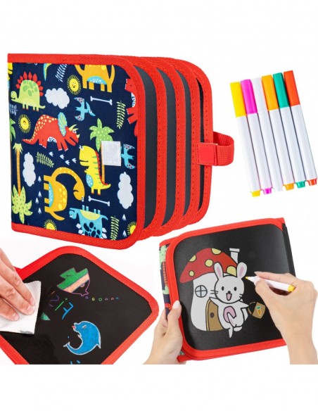 TABLICA KSIĄŻECZKA DO RYSOWANIA + PISAKI KREDOWE DINOZAURY