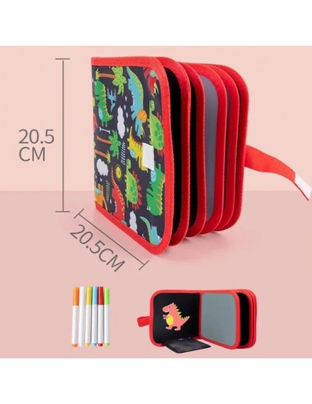 TABLICA KSIĄŻECZKA DO RYSOWANIA + PISAKI KREDOWE DINOZAURY