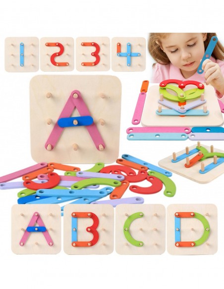 DREWNIANA UKŁADANKA MONTESSORI LOGICZNA PUZZLE GRA