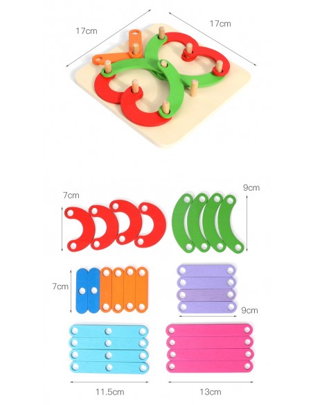 DREWNIANA UKŁADANKA MONTESSORI LOGICZNA PUZZLE GRA
