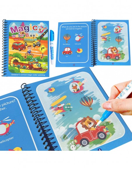 KSIĄZECZKA Z PISAKIEM WODNYM kolorowanka pojazdy 19x15cm