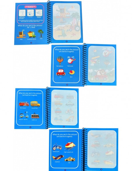 KSIĄZECZKA Z PISAKIEM WODNYM kolorowanka pojazdy 19x15cm