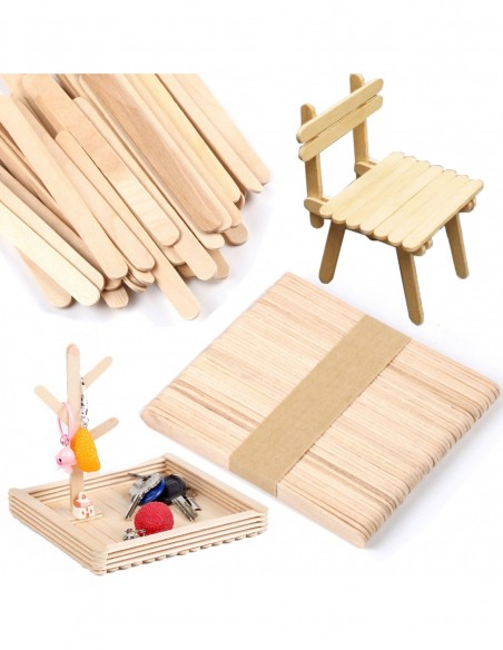 PATYCZKI KREATYWNE DO LODÓW DREWNIANE NATURALNE 50 szt