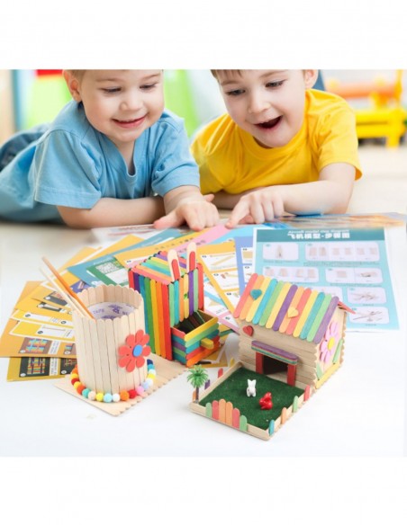 PATYCZKI KREATYWNE DO LODÓW DREWNIANE KOLOROWE 50 szt