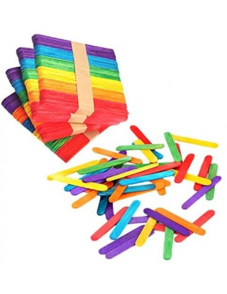 PATYCZKI KREATYWNE DO LODÓW DREWNIANE KOLOROWE 50 szt