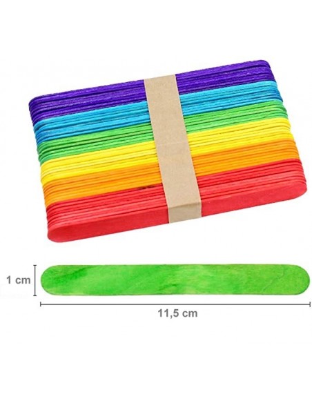 PATYCZKI KREATYWNE DO LODÓW DREWNIANE KOLOROWE 50 szt