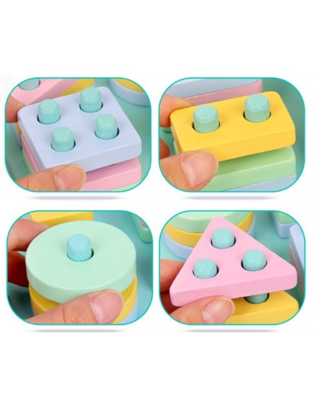 SORTER KLOCKI DREWNIANE EDUKACYJNE UKŁADANKA NAKŁADANKA