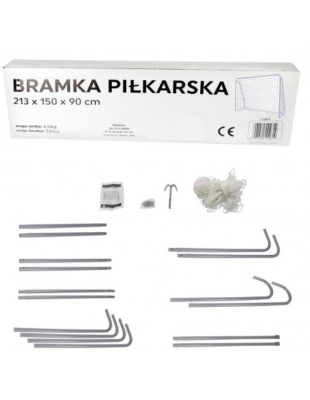 DUŻA METALOWA BRAMKA PIŁKARSKA 213x150x90 SIATKA