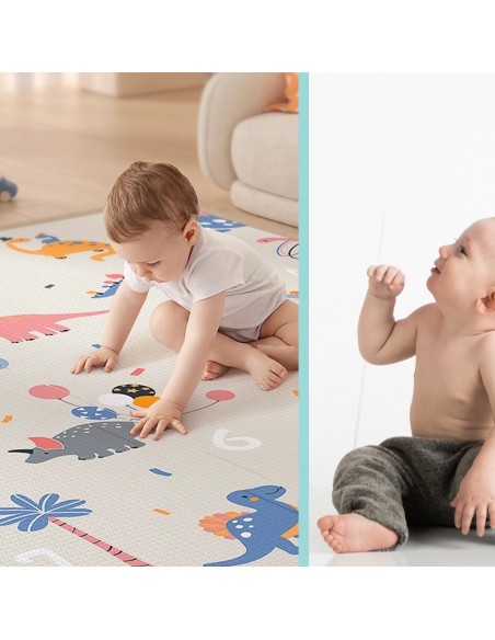 MATA PIANKOWA DWUSTRONNA SKŁADANA DUŻA 150 CM X 200 CM KOSMOS DINOZAURY