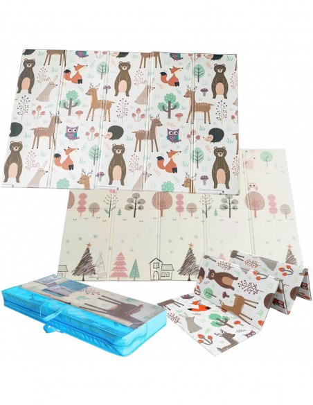 MATA PIANKOWA EDUKACYJNA SKŁADANA LAS 150x200cm ZWIERZĘTA SOWY