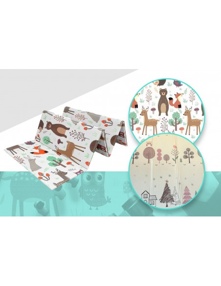 MATA PIANKOWA EDUKACYJNA SKŁADANA LAS 150x200cm ZWIERZĘTA SOWY